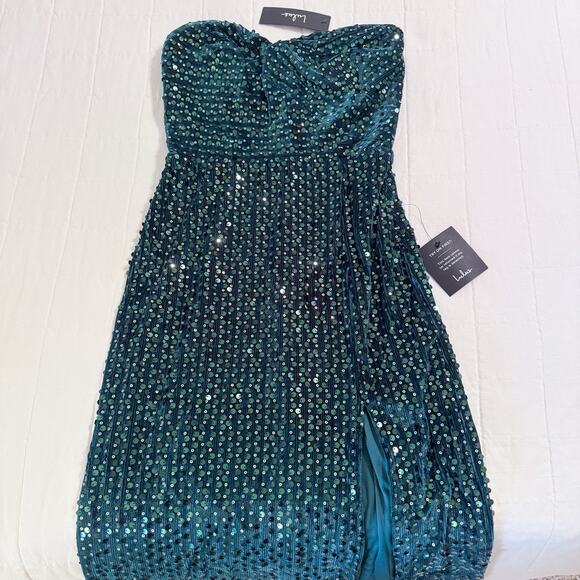 Lulus Sparkle Emerald Green Velvet Sequin Maxi Dress XS. Formal. NEW. $98 MSRP - Picture 3 of 13